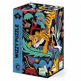WIZZY PUZZLE con occhiali 3d in cartone IL SALTO DELLA TIGRE da 50 pezzi DJECO DJ07031 età 5+ Djeco - 2