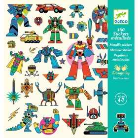 ADESIVI METALLIZZATI set di 160 stickers ROBOTS androidi DJECO DJ09276 età 4+ Djeco - 1