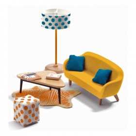 SOGGIORNO ARANCIONE salone PETIT HOME set per casa delle bambole DJECO DJ07822 età 4+ Djeco - 1