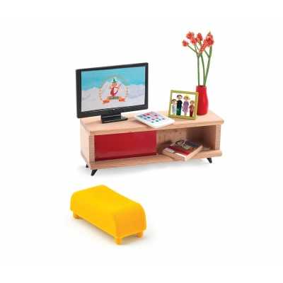 SALONE sala con tv PETIT HOME set per casa delle bambole DJECO DJ07827 età 4+ Djeco - 1