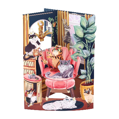 LOUNGING CATS biglietto d'auguri SWING CARD santoro 3D POP UP Santoro - 1