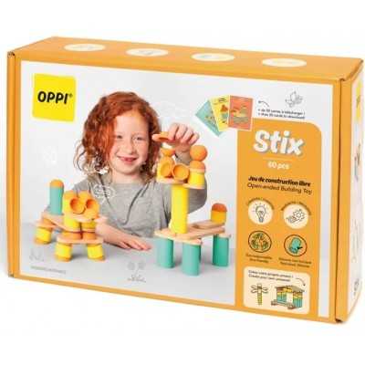 STIX gioco creativo libero OPPI in legno e silicone SET DA 60 PEZZI costruzioni DA IMPILARE età 2+ oppi - 1