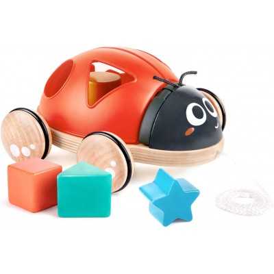 COCCINELLA CON FORMINE ad incastro HAPE in legno e plastica E0364 età 12 mesi + Hape - 1