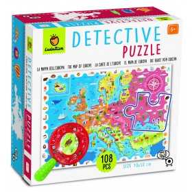 DETECTIVE PUZZLE con 108 pezzi LA MAPPA DELL'EUROPA lente d'ingrandimento LUDATTICA età 6+ LUDATTICA - 1