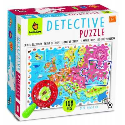 DETECTIVE PUZZLE con 108 pezzi LA MAPPA DELL'EUROPA lente d'ingrandimento LUDATTICA età 6+ LUDATTICA - 1