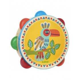 TAMBURINO tamburo ANIMAMBO drum DJECO in legno e metallo DJ06005 età 3+ Djeco - 1