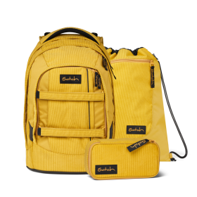 ZAINO E ACCESSORI scuola SATCH PACK heritage cord RETRO HONEY SET in materiale riciclato GIALLO Satch - 1