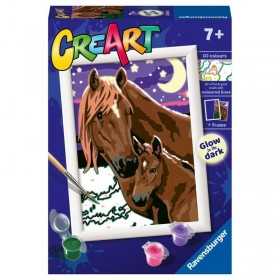 CAVALLI A MEZZANOTTE kit artistico CREART ravensburger 10 COLORI con cornice GLOW IN THE DARK età 7+ Ravensburger - 1