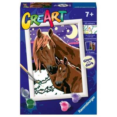 CAVALLI A MEZZANOTTE kit artistico CREART ravensburger 10 COLORI con cornice GLOW IN THE DARK età 7+ Ravensburger - 1