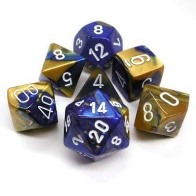 SET DI 7 DADI GEMINI multicolore CHESSEX CHX26422 blu gold white ASSORTITI dice Chessex - 1