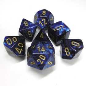 SET DI 7 DADI SCARAB bicolore CHESSEX CHX27427 blu reale oro ASSORTITI dice Chessex - 1