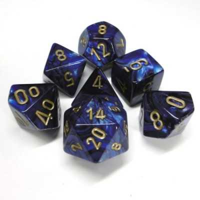 SET DI 7 DADI SCARAB bicolore CHESSEX CHX27427 blu reale oro ASSORTITI dice Chessex - 1