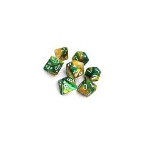 SET DI 7 DADI GEMINI multicolore CHESSEX CHX26425 bianco oro verde ASSORTITI gdr dice Chessex - 1