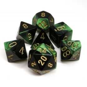SET DI 7 DADI GEMINI 4 multicolore CHESSEX CHX26439 nero verde oro ASSORTITI gdr dice Chessex - 1