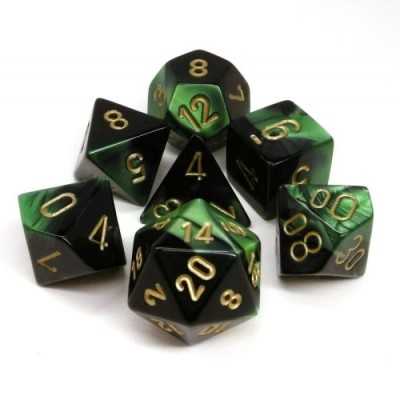SET DI 7 DADI GEMINI 4 multicolore CHESSEX CHX26439 nero verde oro ASSORTITI gdr dice Chessex - 1