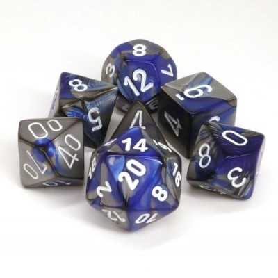 SET DI 7 DADI GEMINI multicolore CHESSEX CHX26423 blu acciaio bianco ASSORTITI gdr dice Chessex - 1