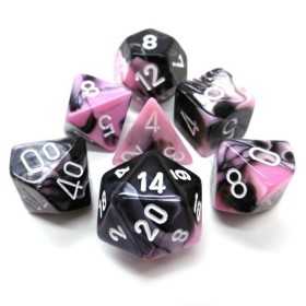 SET DI 7 DADI GEMINI multicolore CHESSEX CHX26430 nero rosa bianco ASSORTITI gdr dice Chessex - 1