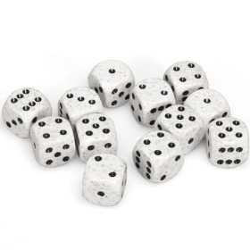 SET DI 12 DADI D6 bicolore SPECKLED mimetico artico CHESSEX CHX25711 dice BIANCO NERO Chessex - 1