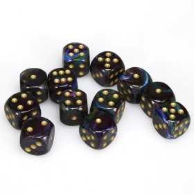 SET DI 12 DADI D6 multicolore LUSTROUS shadow CHESSEX CHX27699 dice OMBRA ORO Chessex - 1