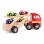 BISARCA camion CAR TRANSPORTER con 4 auto IN LEGNO new classic toys FAGGIO età 18 mesi + - 3