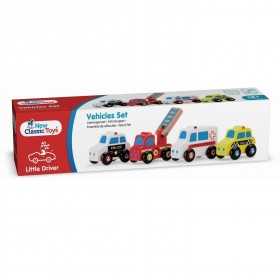 VEICOLI DI SOCCORSO set di 4 EMERGENCY VEHICLES new classic toys IN LEGNO età 18 mesi + - 1