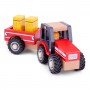 TRATTORE CON RIMORCHIO e balle di fieno TRACTOR new classic toys IN LEGNO età 18 mesi + - 2
