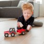 TRATTORE CON RIMORCHIO e balle di fieno TRACTOR new classic toys IN LEGNO età 18 mesi + - 5