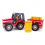 TRATTORE CON RIMORCHIO e balle di fieno TRACTOR new classic toys IN LEGNO età 18 mesi + - 3
