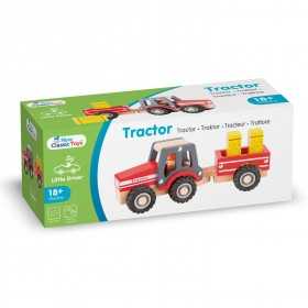 TRATTORE CON RIMORCHIO e balle di fieno TRACTOR new classic toys IN LEGNO età 18 mesi + - 1