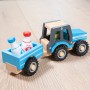 TRATTORE CON RIMORCHIO trasporto latte TRACTOR new classic toys IN LEGNO età 18 mesi + - 6