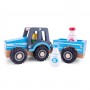 TRATTORE CON RIMORCHIO trasporto latte TRACTOR new classic toys IN LEGNO età 18 mesi + - 4