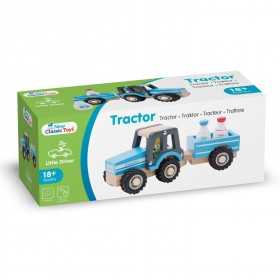 TRATTORE CON RIMORCHIO trasporto latte TRACTOR new classic toys IN LEGNO età 18 mesi + - 1