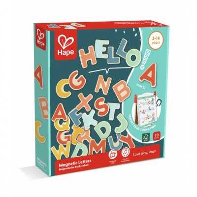 LETTERE MAGNETICHE set di 70 magneti IN LEGNO maiuscolo HAPE E2003 età 3+ Hape - 1