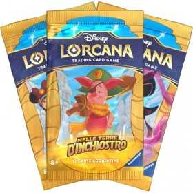 BOOSTER PACK con 12 carte aggiuntive IN ITALIANO disney LORCANA trading card game NELLE TERRE D'INCHIOSTRO età 8+ Ravensburger -
