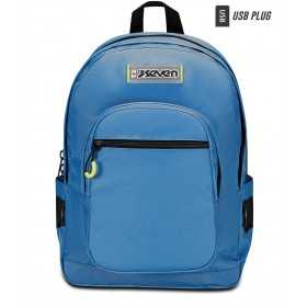 ZAINO scuola FREETHINK seven UNISEX backpack RIVERSIDE vol 34 litri AZZURRO con usb plug SEVEN - 1