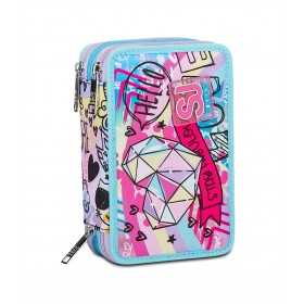 ASTUCCIO scuola 3 ZIP seven COLORJAM tre piani TRIPLO SCOMPARTO girl SJ GANG completo SEVEN - 1