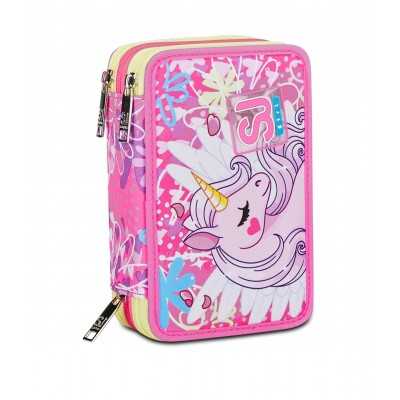 ASTUCCIO scuola 3 ZIP seven UNICORN LED tre piani TRIPLO SCOMPARTO girl SJ GANG completo SEVEN - 1