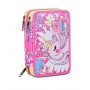 ASTUCCIO scuola 3 ZIP seven UNICORN LED tre piani TRIPLO SCOMPARTO girl SJ GANG completo SEVEN - 1